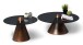 Satztisch >Lou< (2er-Set) in Metall kupferfarben / Sicherheitsglas - 29x80cm (HxD)