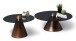 Satztisch >Lou< (2er-Set) in Metall kupferfarben / Sicherheitsglas - 29x80cm (HxD)