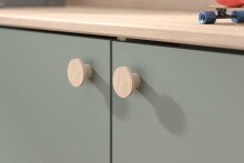 Hochbett >Jade< Liegefläche 90x200cm, Grün - Eiche Dekor - 203x136x79cm (LxBxH)