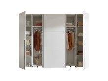 Dreh-/Schwebetürenschrank >Maturs< 10 Böden, 2 Stangen, in Weiß, Dekorfolie - 267x205x57cm (BxHxT)
