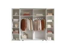 Dreh-/Schwebetürenschrank >Maturs< 10 Böden, 2 Stangen, in Weiß, Dekorfolie - 267x205x57cm (BxHxT)