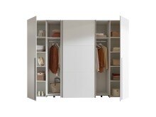 Dreh-/Schwebetürenschrank >Maturs< 10 Böden, 2 Stangen, in Weiß, Dekorfolie - 267x205x57cm (BxHxT)