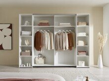Dreh-/Schwebetürenschrank >Maturs< 10 Böden, 2 Stangen, in Weiß, Dekorfolie - 267x205x57cm (BxHxT)