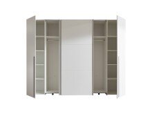 Dreh-/Schwebetürenschrank >Maturs< 10 Böden, 2 Stangen, in Weiß, Dekorfolie - 267x205x57cm (BxHxT)