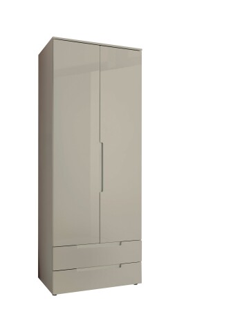 Drehtürenschrank >Jenna< 2 Türen, 2 Schübe, 1 Boden, 1 Stange, Champagner - 84x208x57 (BxHxT)