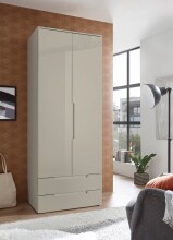 Drehtürenschrank >Jenna< 2 Türen, 2 Schübe, 1 Boden, 1 Stange, Champagner - 84x208x57 (BxHxT)