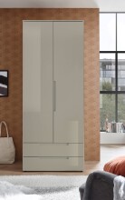 Drehtürenschrank >Jenna< 2 Türen, 2 Schübe, 1 Boden, 1 Stange, Champagner - 84x208x57 (BxHxT)