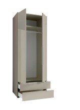 Drehtürenschrank >Jenna< 2 Türen, 2 Schübe, 1 Boden, 1 Stange, Champagner - 84x208x57 (BxHxT)