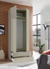 Drehtürenschrank >Jenna< 2 Türen, 2 Schübe, 1 Boden, 1 Stange, Champagner - 84x208x57 (BxHxT)