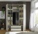 Drehtürenschrank >Jenna< 9 Böden, 1 Stange, 2 Schübe, Champagner / Spiegel - 160x208x57 (BxHxT)