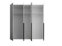 Kleiderschrank >Kevo< mit Spiegel, 3 Böden, 3 Stangen, Weiß Dekor - 225x225x52cm (BxHxT)