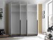Kleiderschrank >Kevo< mit Spiegel, 3 Böden, 3 Stangen, Weiß Dekor - 225x225x52cm (BxHxT)