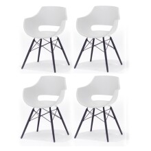 Schalenstuhl >ROCKVILLE< (4er-Set) Sitz weiß, Kunststoff. Füße schwarz - 57x80x58cm (BxHxT)
