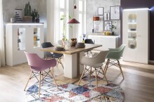 Schalenstuhl >ROCKVILLE< (4er-Set) Sitz weiß, Kunststoff. Füße schwarz - 57x80x58cm (BxHxT)