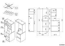 Mehrzweckschrank-Set >Laundry 2< (3-teilig) Eiche Dekor / Weiss - 204x184x67 (BxHxT)