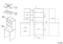 Mehrzweckschrank-Set >Laundry 3< (3-teilig) Weiss / Eiche Dekor - 204x184x67cm (BxHxT)