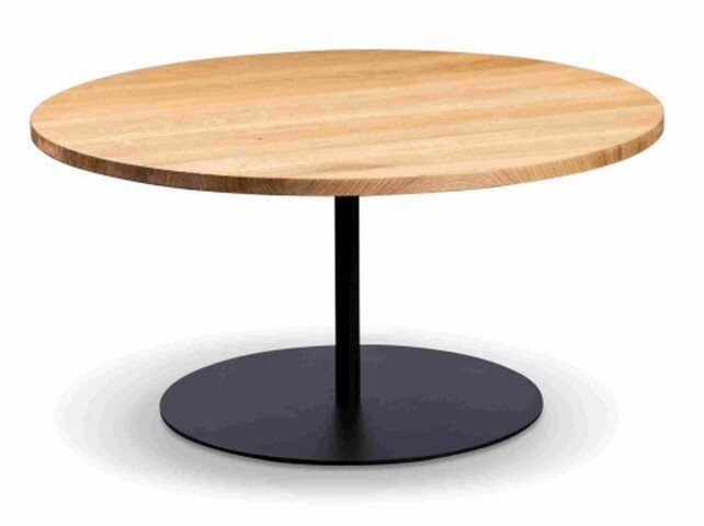 Couchtisch >Leo 2< in schwarz + Wildeiche Massivholz - 40x80 (HxD)
