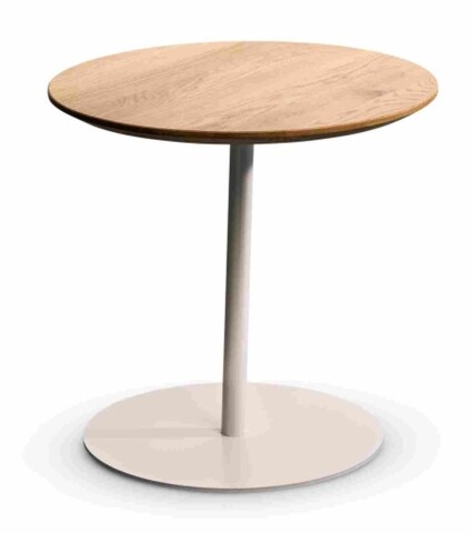 Beistelltisch >Lea< in creme + Wildeiche, Metall + Massivholz - 49x50cm (HxD)