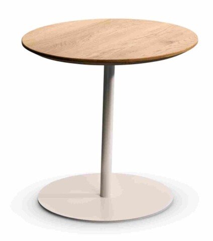 Beistelltisch >Lea< in creme + Wildeiche, Metall + Massivholz - 49x50cm (HxD)