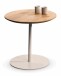 Beistelltisch >Lea< in creme + Wildeiche, Metall + Massivholz - 49x50cm (HxD)