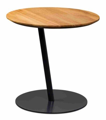 Beistelltisch >Lea< in schwarz + Wildeiche, Metall + Massivholz - 49x50cm (HxD)