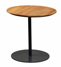 Beistelltisch >Lea< in schwarz + Wildeiche, Metall + Massivholz - 49x50cm (HxD)