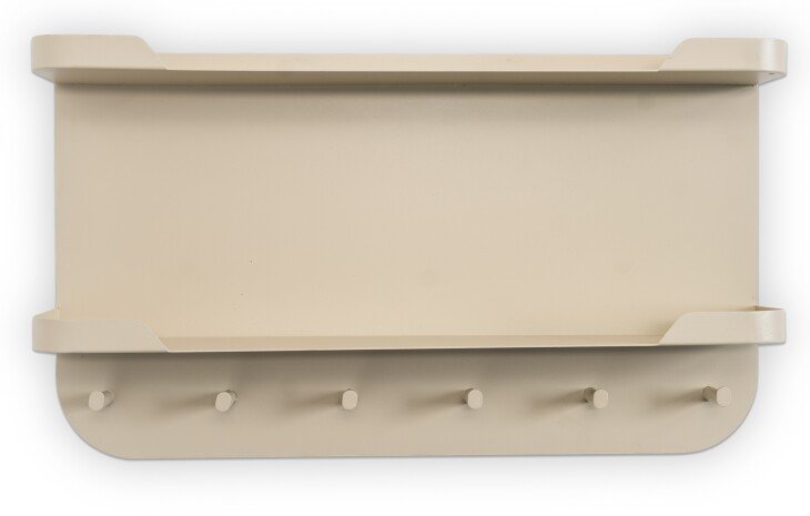 Garderobenleiste >Jil 2< 6 Haken, 2 Ablagen, cremeweiß, Metall - 70x40x12cm (BxHxT)