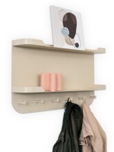 Garderobenleiste >Jil 2< 6 Haken, 2 Ablagen, cremeweiß, Metall - 70x40x12cm (BxHxT)