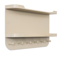 Garderobenleiste >Jil 2< 6 Haken, 2 Ablagen, cremeweiß, Metall - 70x40x12cm (BxHxT)