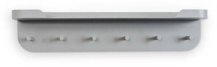 Garderobenleiste >Jil 1< 6 Haken, 1 Ablage, grau, Metall - 70x15x12cm (BxHxT)
