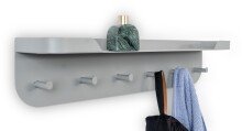 Garderobenleiste >Jil 1< 6 Haken, 1 Ablage, grau, Metall - 70x15x12cm (BxHxT)