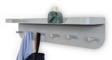 Garderobenleiste >Jil 1< 6 Haken, 1 Ablage, grau, Metall - 70x15x12cm (BxHxT)