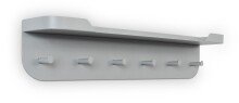 Garderobenleiste >Jil 1< 6 Haken, 1 Ablage, grau, Metall - 70x15x12cm (BxHxT)