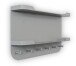 Garderobenleiste >Jil 2< 6 Haken, 2 Ablagen, grau, Metall - 70x40x12cm (BxHxT)