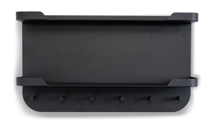 Garderobenleiste >Jil 2< 6 Haken, 2 Böden, anthrazit, Metall - 70x40x12cm (BxHxT)