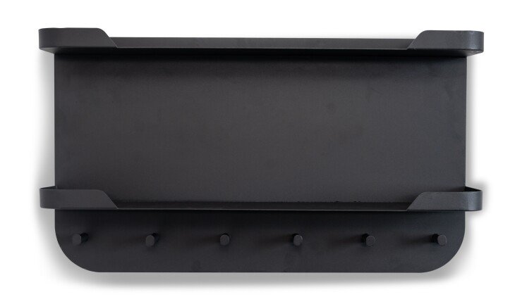 Garderobenleiste >Jil 2< 6 Haken, 2 Böden, anthrazit, Metall - 70x40x12cm (BxHxT)