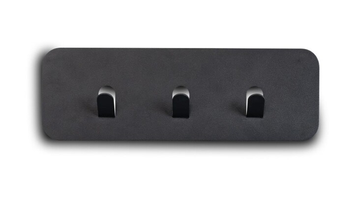 Garderobenleiste >Tilly 1< 3 Haken, anthrazit, Metall  - 30x10x3cm (BxHxT)