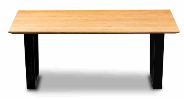 Couchtisch >Flo < Gestell Metall schwarz / Platte Wildeiche massiv - 110x45x30 (BxHxT)