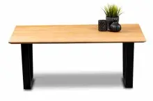 Couchtisch >Flo < Gestell Metall schwarz / Platte Wildeiche massiv - 110x45x30 (BxHxT)