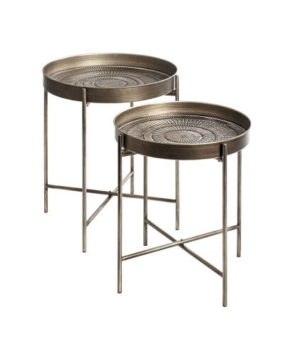 Beistelltisch >55223< (2er Set) in kupfer, Metall - 49x42cm (HxD)