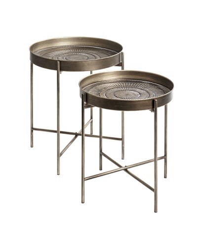 Beistelltisch >55223< (2er Set) in kupfer, Metall - 49x42cm (HxD)