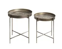 Beistelltisch >55223< (2er Set) in kupfer, Metall - 49x42cm (HxD)