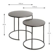 Beistelltisch >55888< (2er Set) in anthrazit, Metall - 43x40cm (HxD)