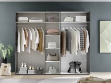 Drehtürenschrank >Aska< 6 Böden, 1 Stange, Graphit / Mauvella Eiche Dekor - 249x210x53 (BxHxT)