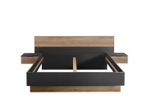 Bettanlage >Aska< 2 Nachtkonsolen, Graphit / Mauvella Eiche Dekor - 285x95x205 (BxHxT)