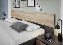Bettanlage >Aska< 2 Nachtkonsolen, Graphit / Mauvella Eiche Dekor - 285x95x205 (BxHxT)