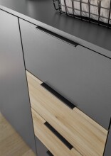 Sideboard >Aska< 2 Türen, 4 Schübe, Graphit /Mauvella Eiche Dekor - 134,8x89x40 (BxHxT)