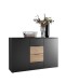 Sideboard >Aska< 2 Türen, 4 Schübe, Graphit /Mauvella Eiche Dekor - 134,8x89x40 (BxHxT)