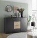 Sideboard >Aska< 2 Türen, 4 Schübe, Graphit /Mauvella Eiche Dekor - 134,8x89x40 (BxHxT)