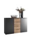 Sideboard >Aska< 4 Schübe, 2 Türen, Graphit /Mauvella Eiche Dekor - 134,8x89x40 (BxHxT)
